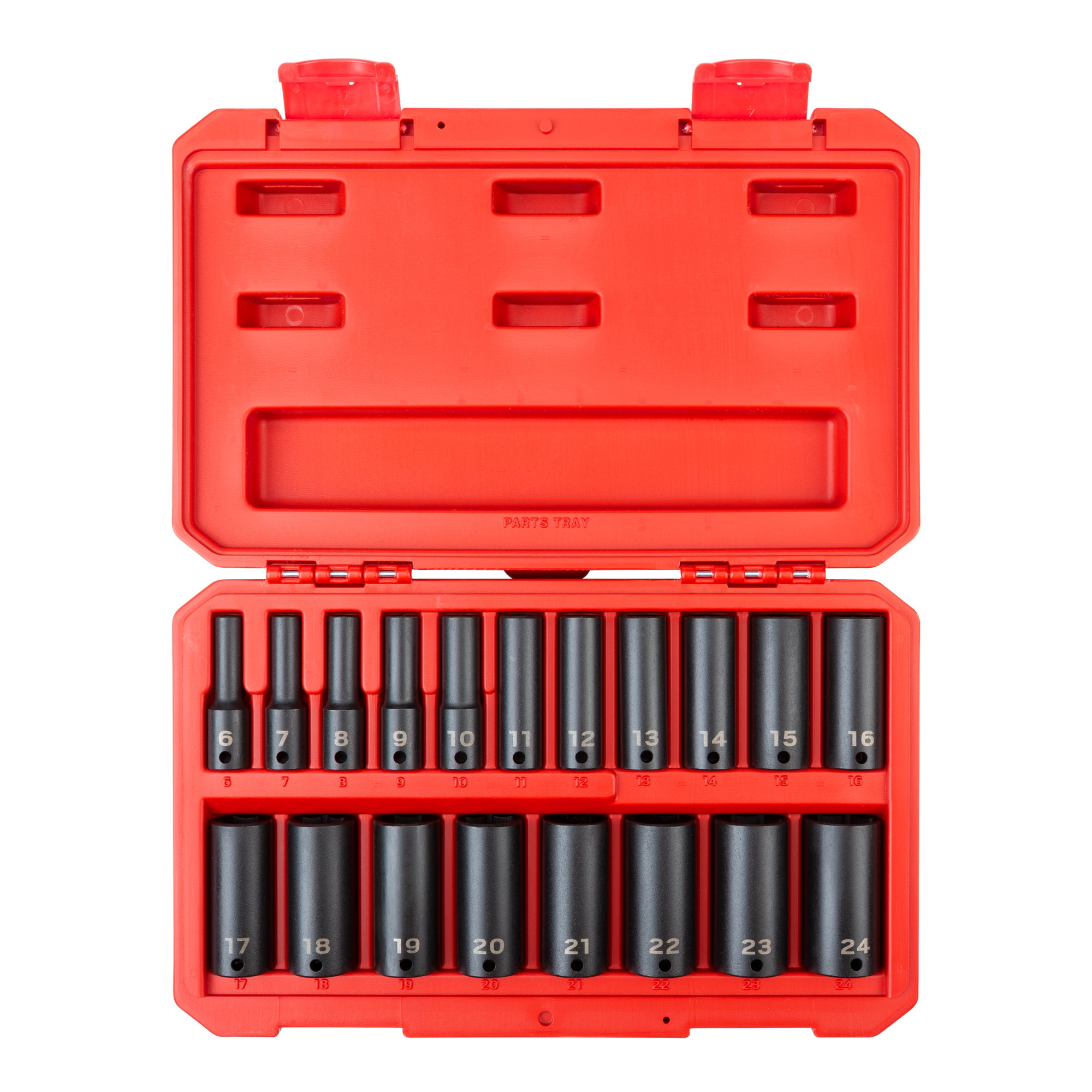 TEKTON 3/8 Inch Drive Deep 6-Point Impact Socket Set with Case, 19-Piece (6 - 24 mm) | SID91303